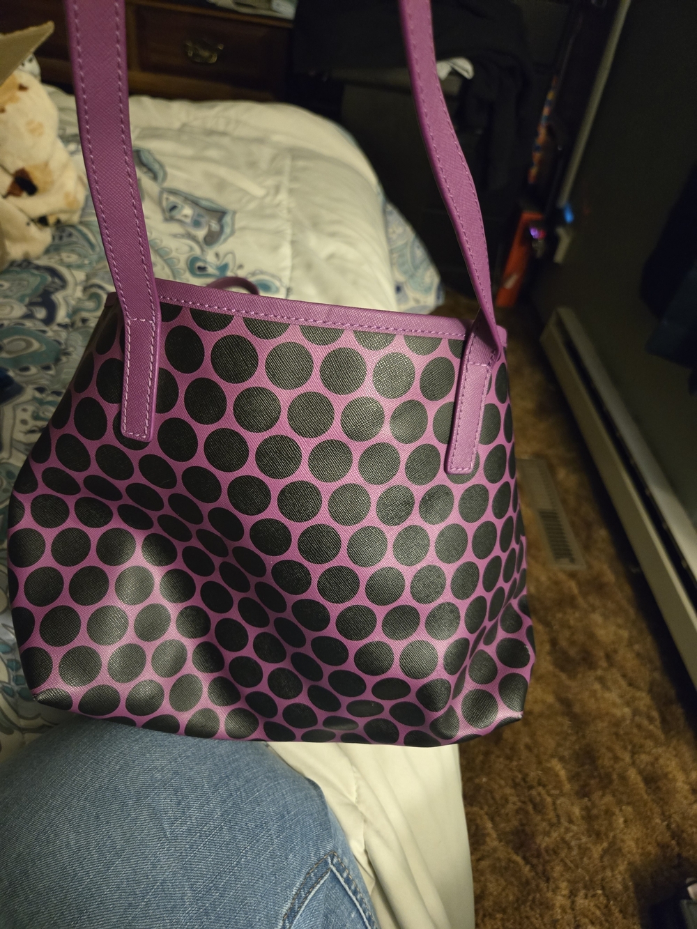 Michael Kors Purple Polka Dot Tote Bag - Picture 6 of 12